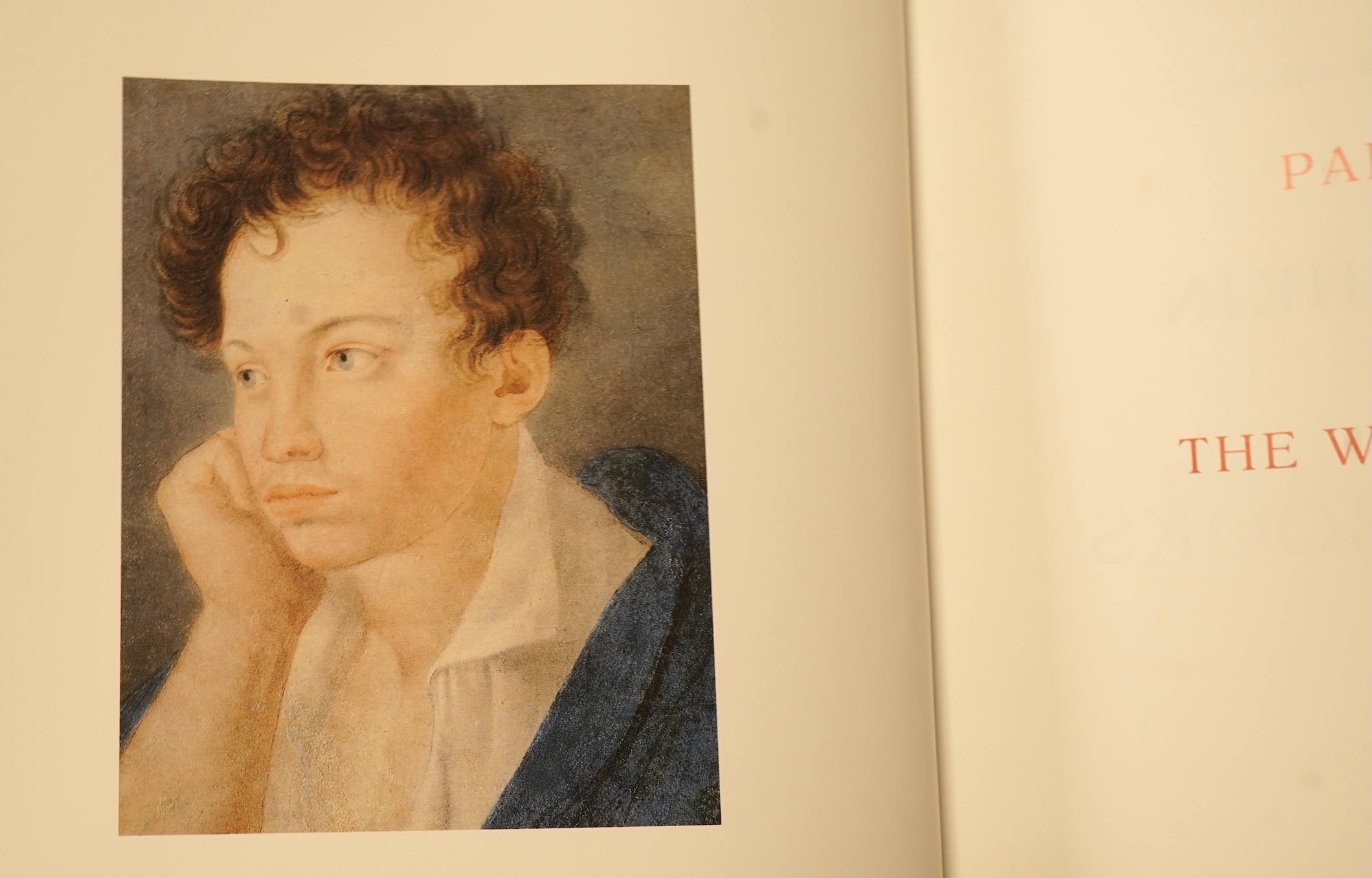 [Russian text] Puskin, Alexander - The Working Notebooks. vols 1 and 2 only (ex.8). vol. with facsimile text and illus. (some coloured); publisher's gilt pictorial cloth and d/wrappers, fol. St. Petersburg and London, 19